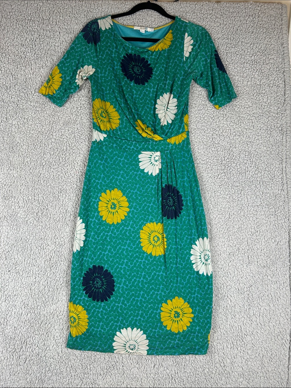 Boden Floral Bodycon Lined Short Sleeves Pull-On Dress Women’s Size : 4L